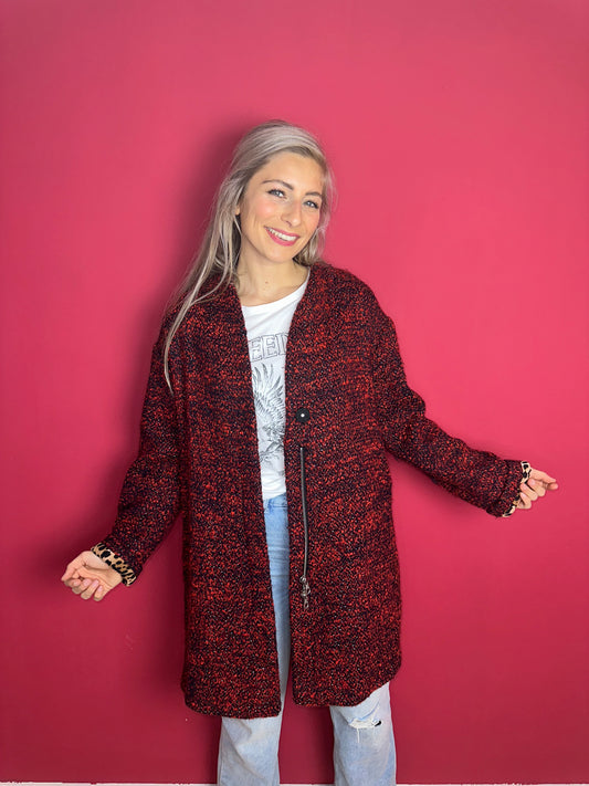 Jas SET tweed rood/donkerblauw - Maat 40