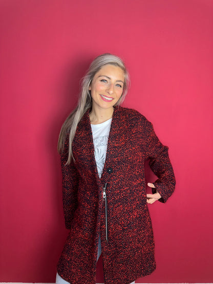 Jas SET tweed rood/donkerblauw - Maat 40