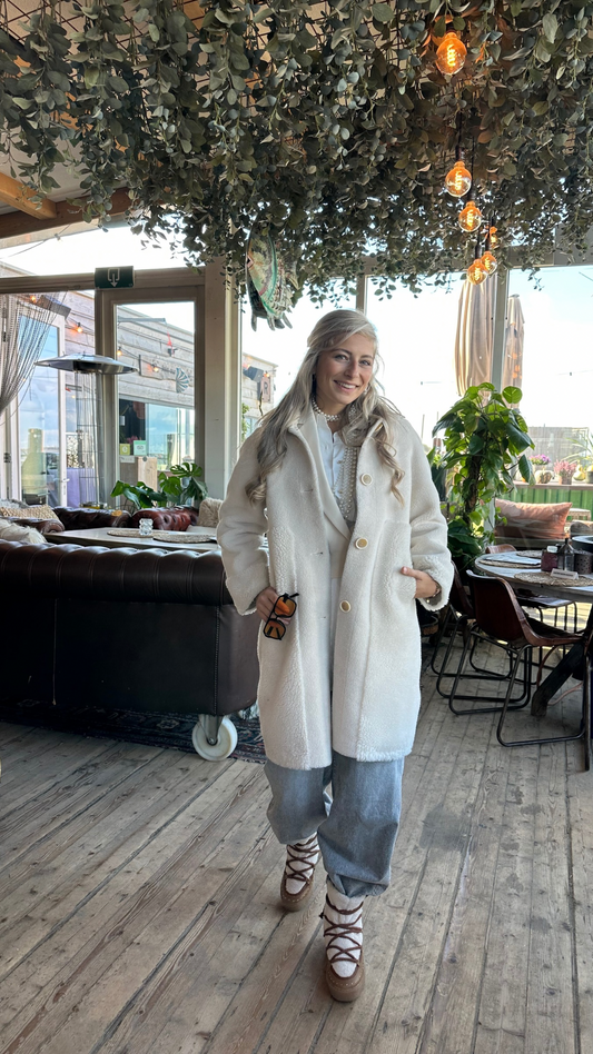 Jas Silvian Heach faux fur crème - Maat XS