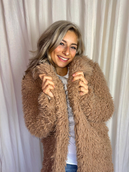 Jas Supertrash fake fur harig oudroze maat 36