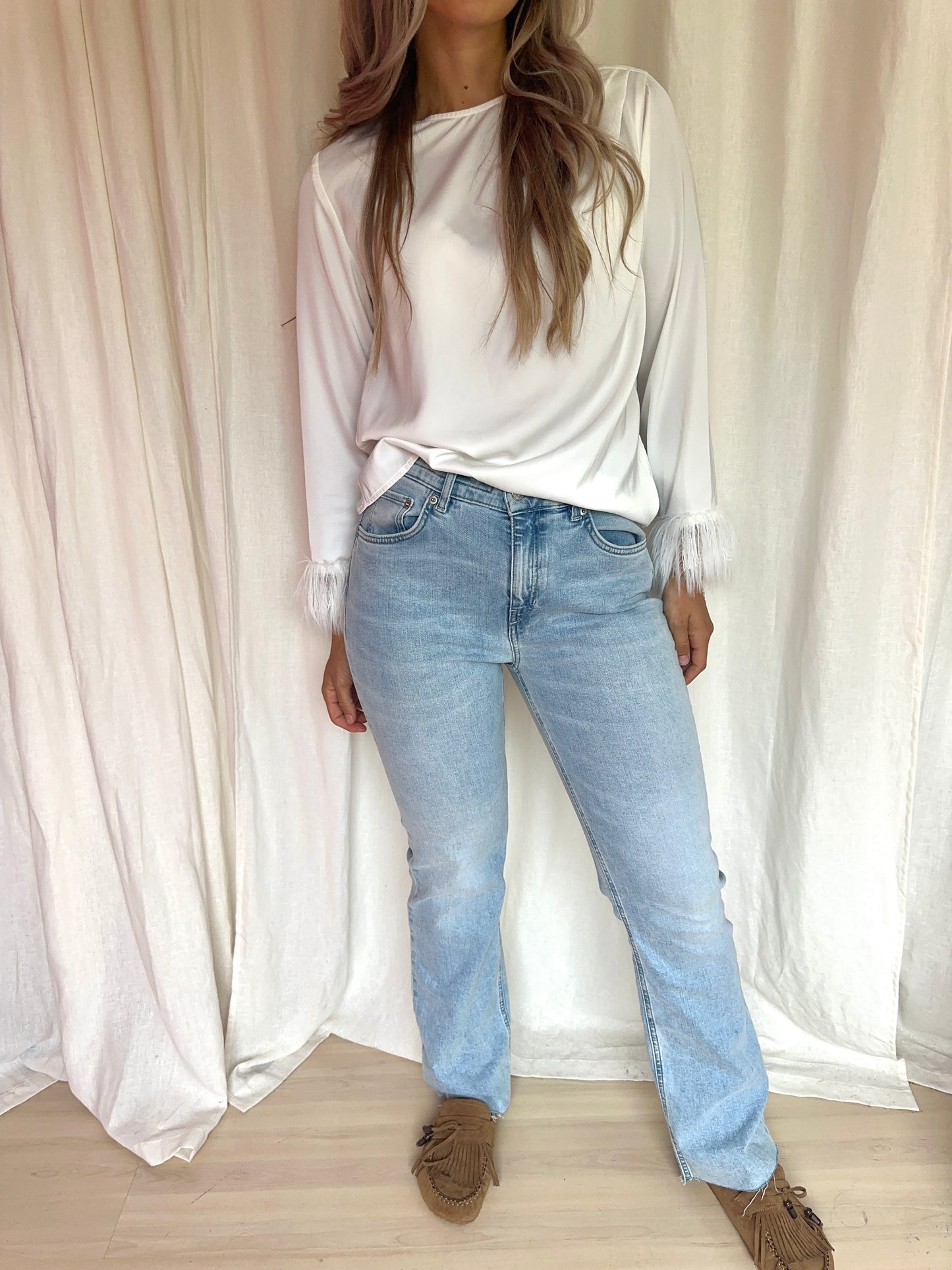 Jeans Drykorn flair lichtblauw maat 31 lengte 34