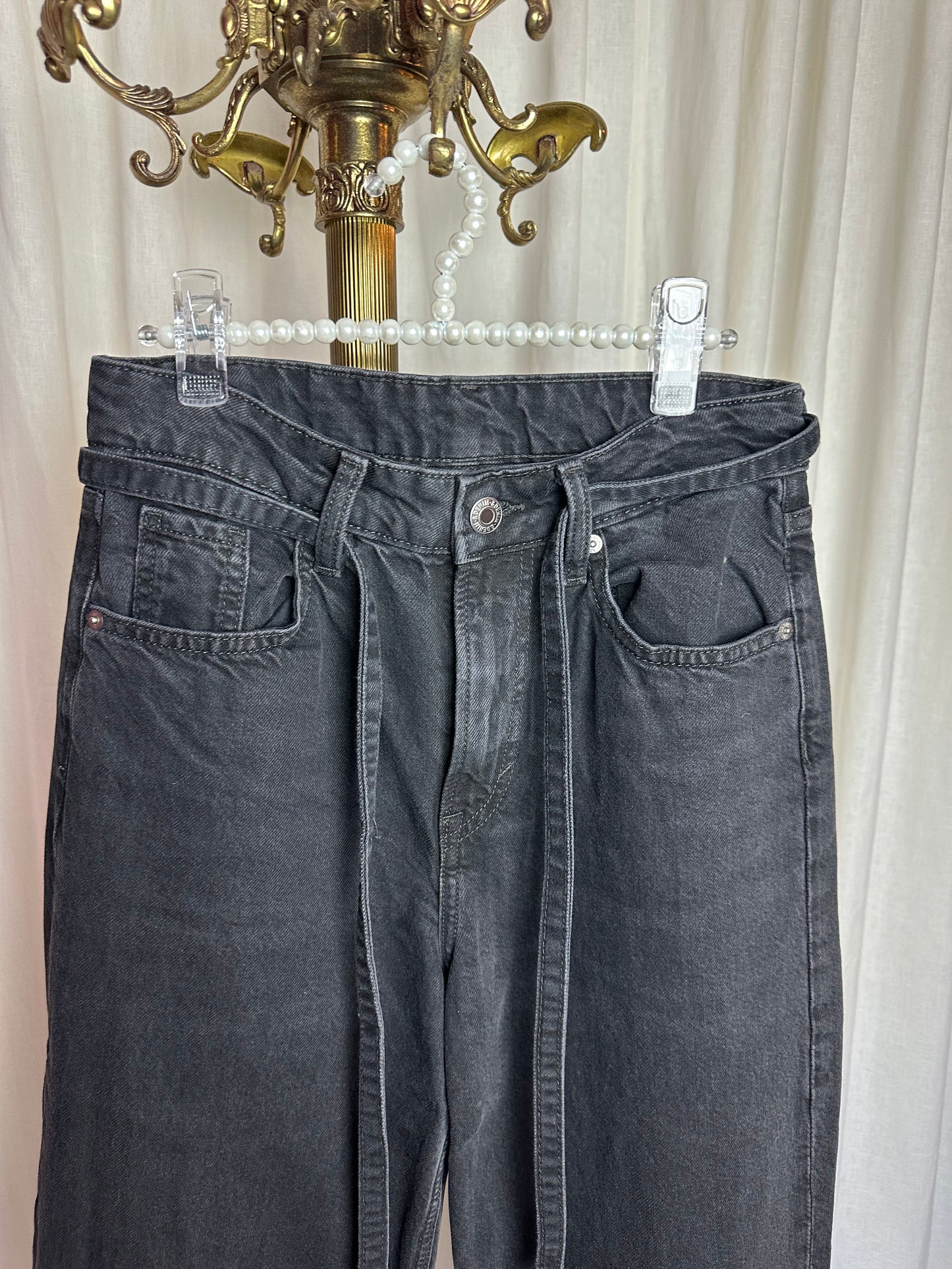 Jeans H&M baggy loose fit donkergrijs maat 32