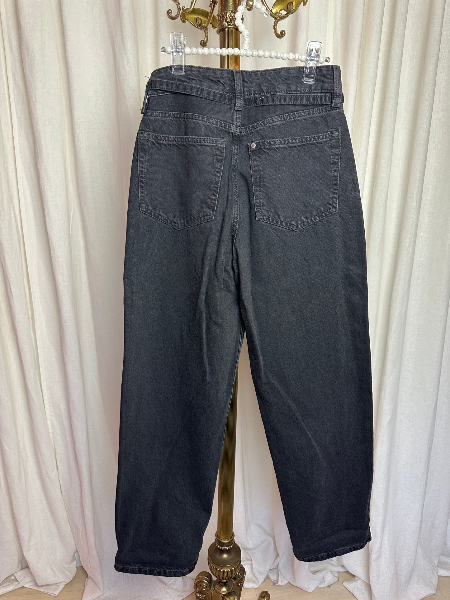 Jeans H&M baggy loose fit donkergrijs maat 32