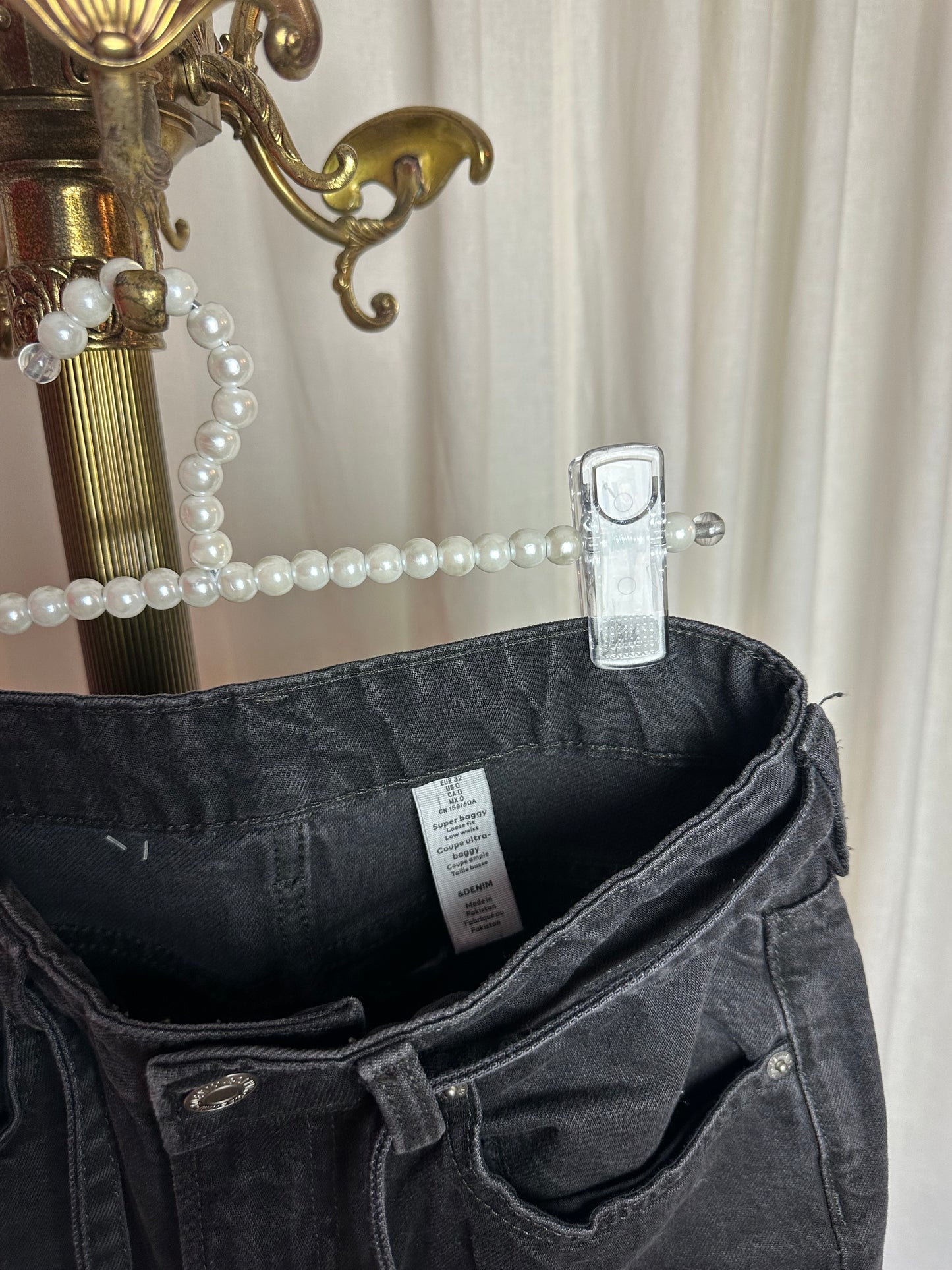 Jeans H&M baggy loose fit donkergrijs maat 32
