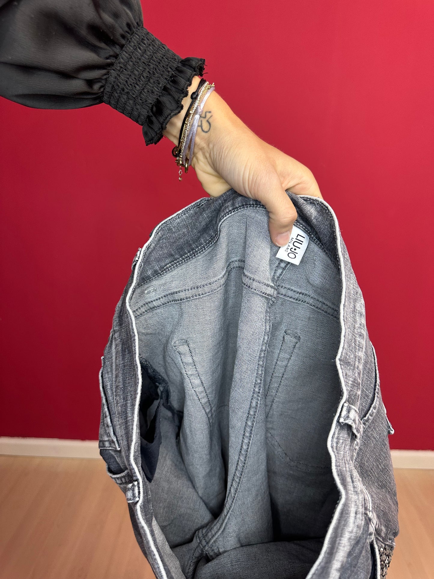 Jeans Liu Jo grijs strass - Maat 38/40