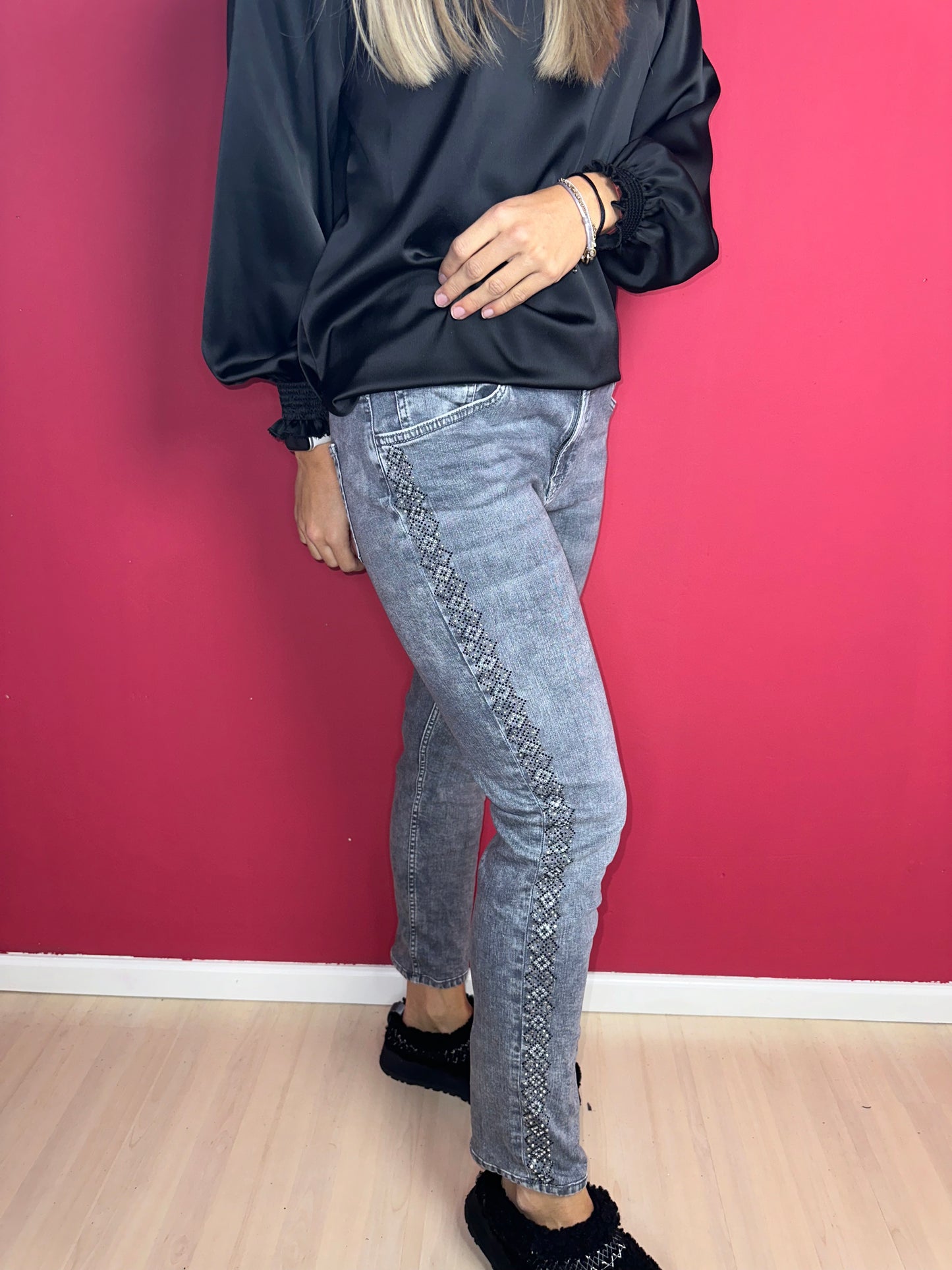 Jeans Liu Jo grijs strass - Maat 38/40