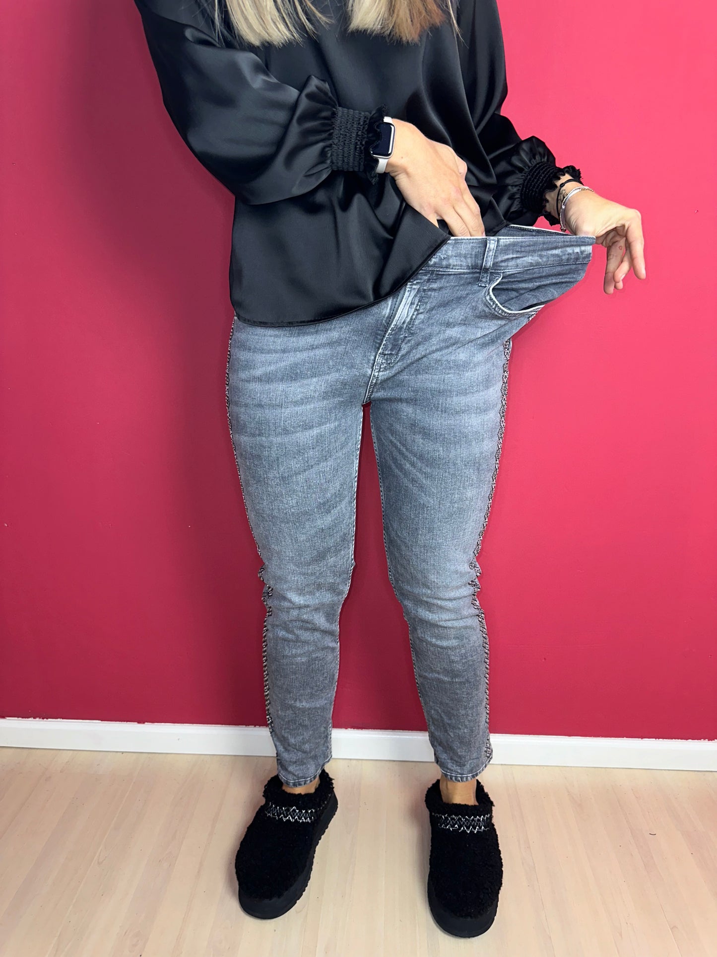 Jeans Liu Jo grijs strass - Maat 38/40