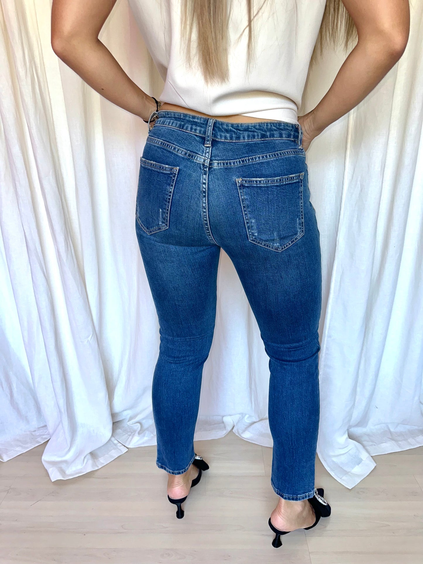 Jeans R.Display blauw damaged maat 36