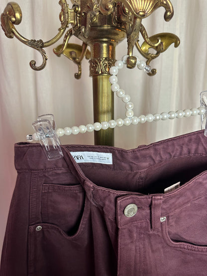 Jeans Zara balloon fit bordeaux maat 34