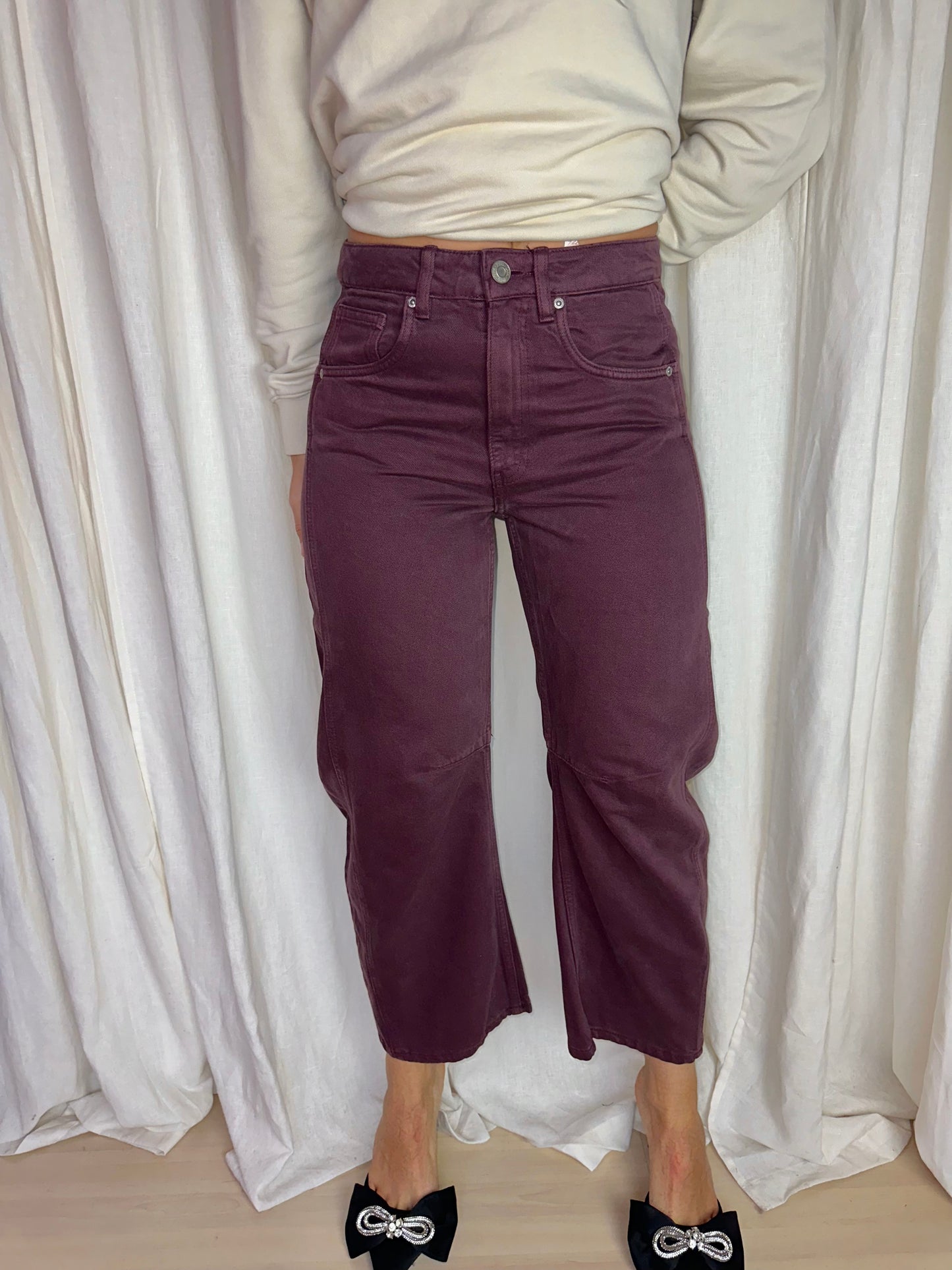 Jeans Zara balloon fit bordeaux maat 34