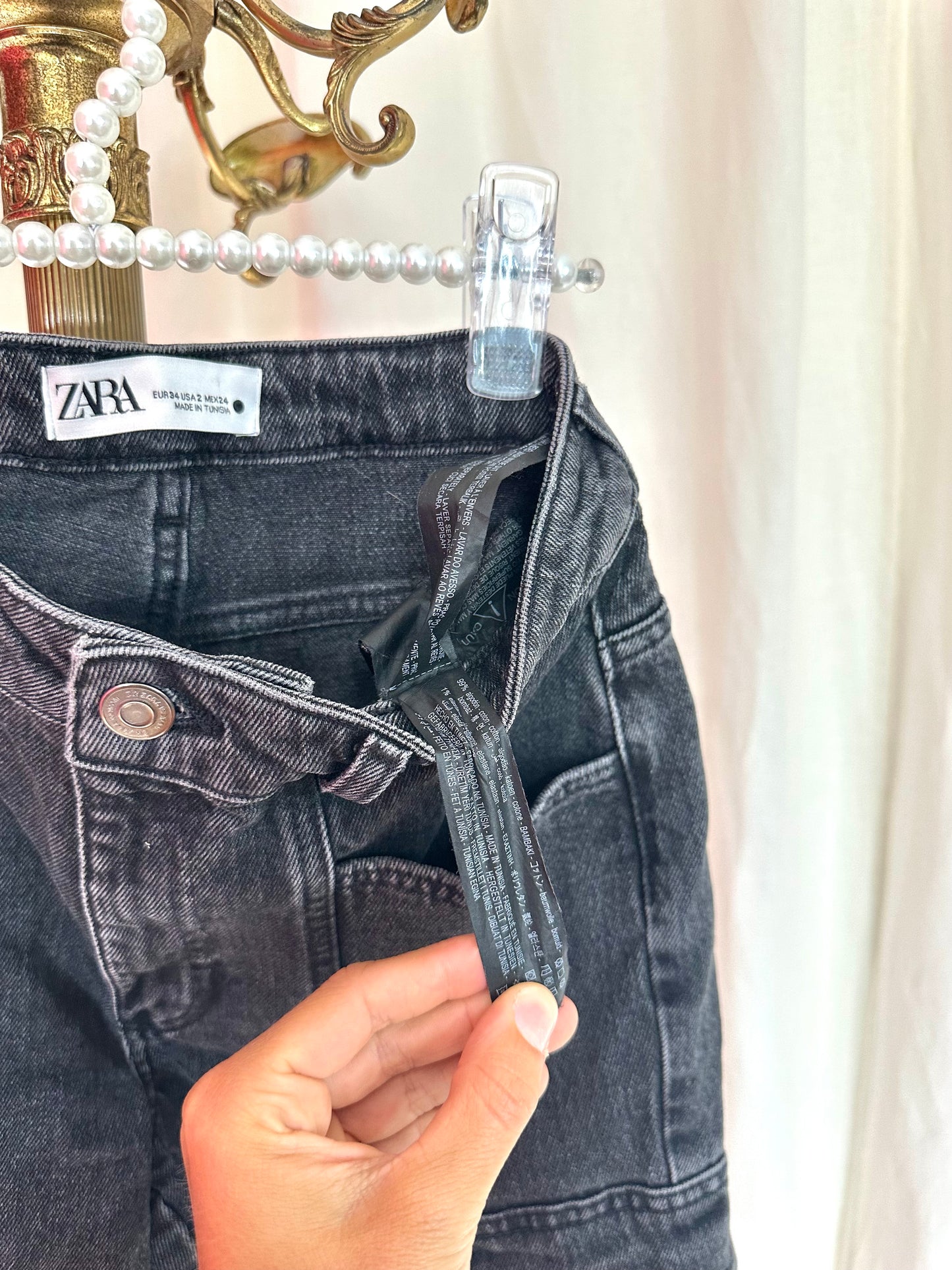 Jeans Zara cargo zwart maat XS