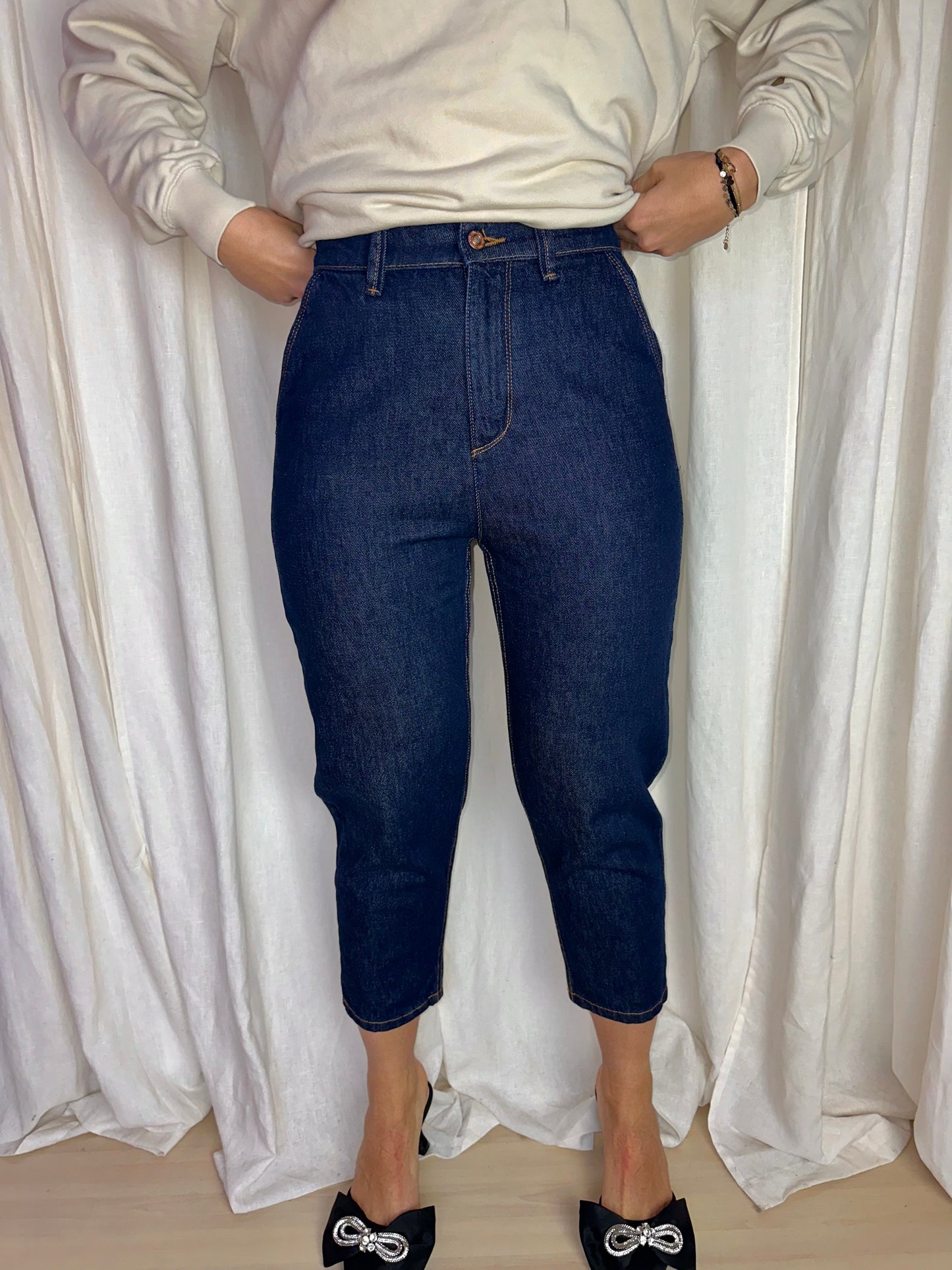 Jeans Zara balloon fit donkerblauw maat XS