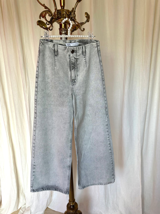 Jeans Zara wide leg lichtgrijs maat 34