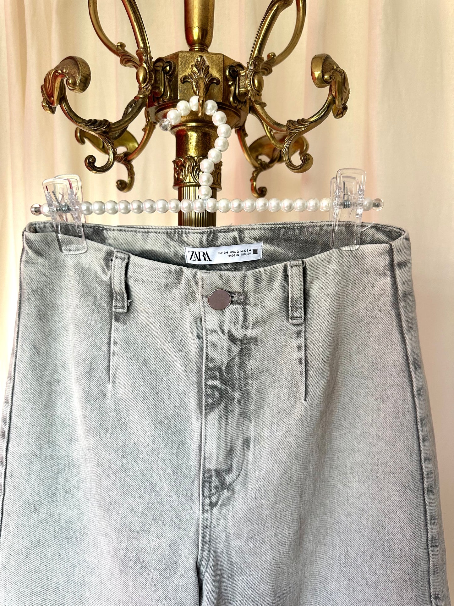 Jeans Zara wide leg lichtgrijs maat 34