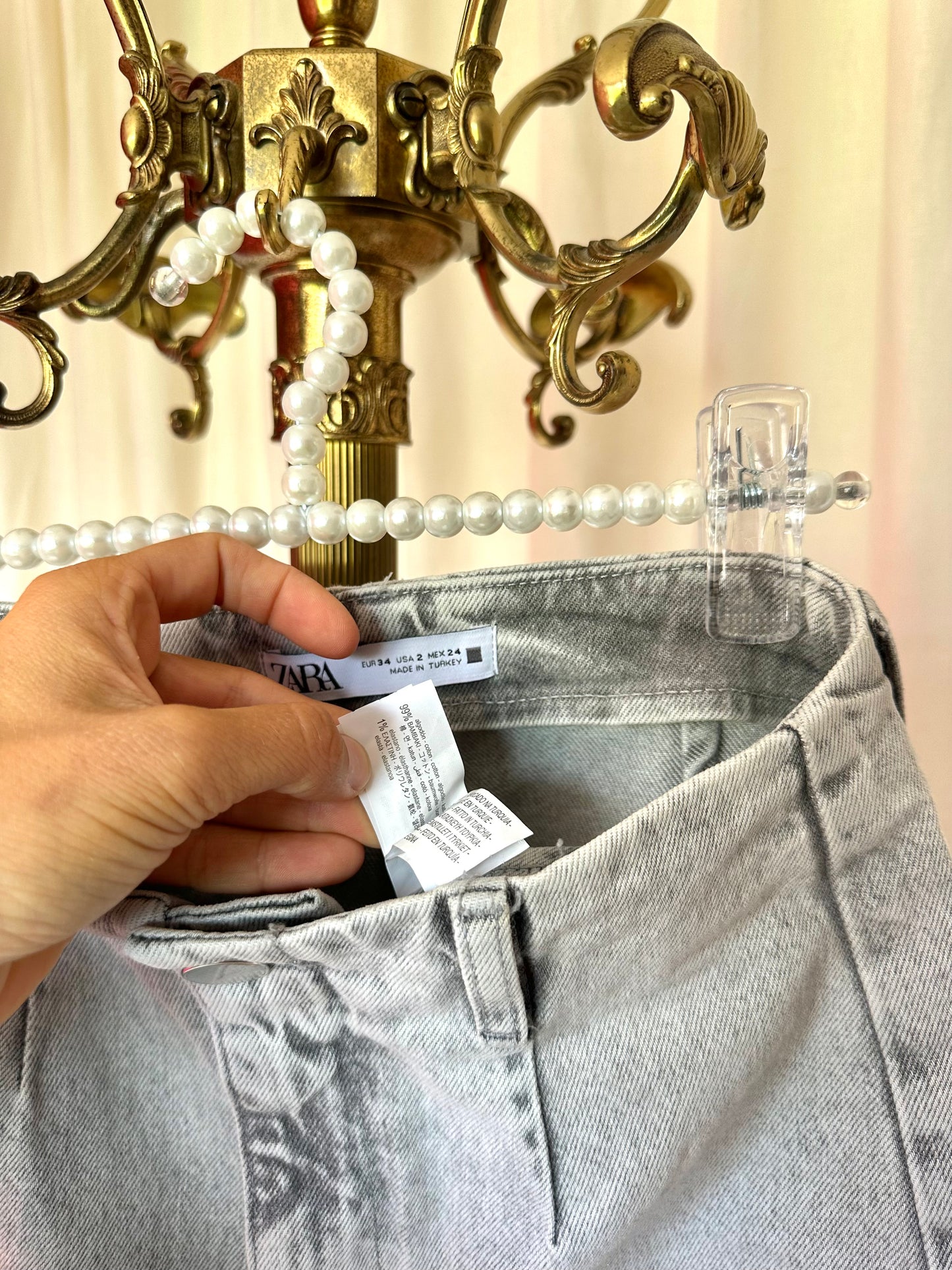 Jeans Zara wide leg lichtgrijs maat 34