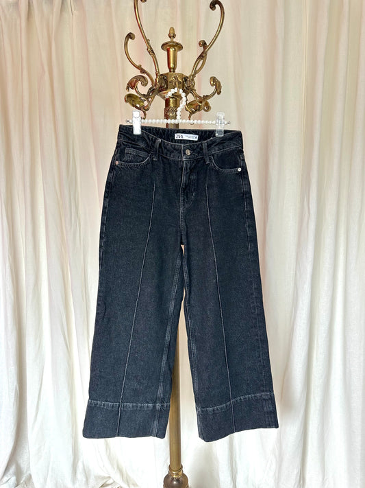 Jeans Zara wide leg zwart maat XS