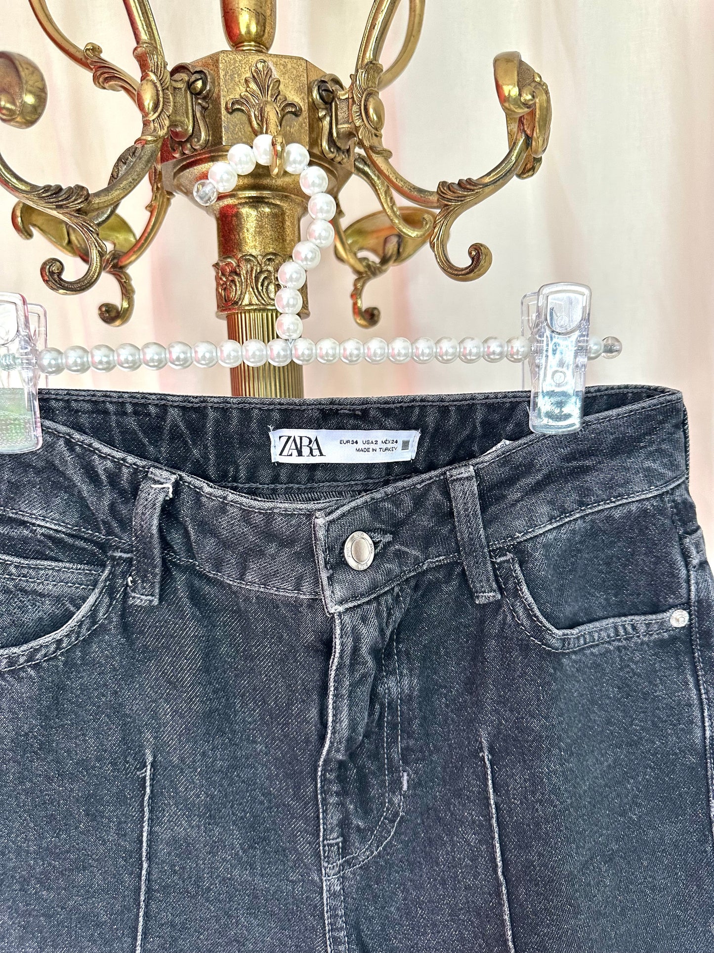 Jeans Zara wide leg zwart maat XS