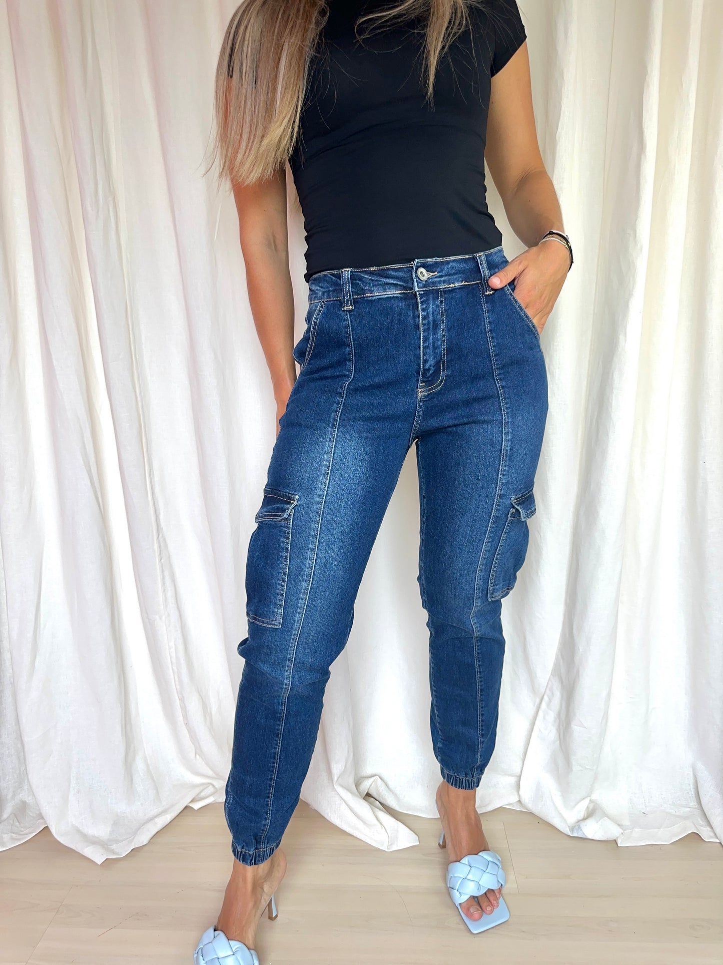 Jeans cargo blauw maat 36