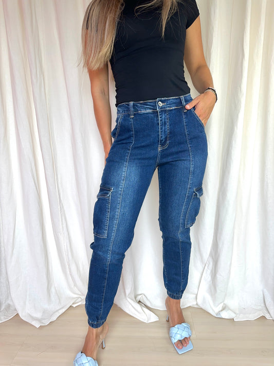 Jeans cargo blauw maat 36