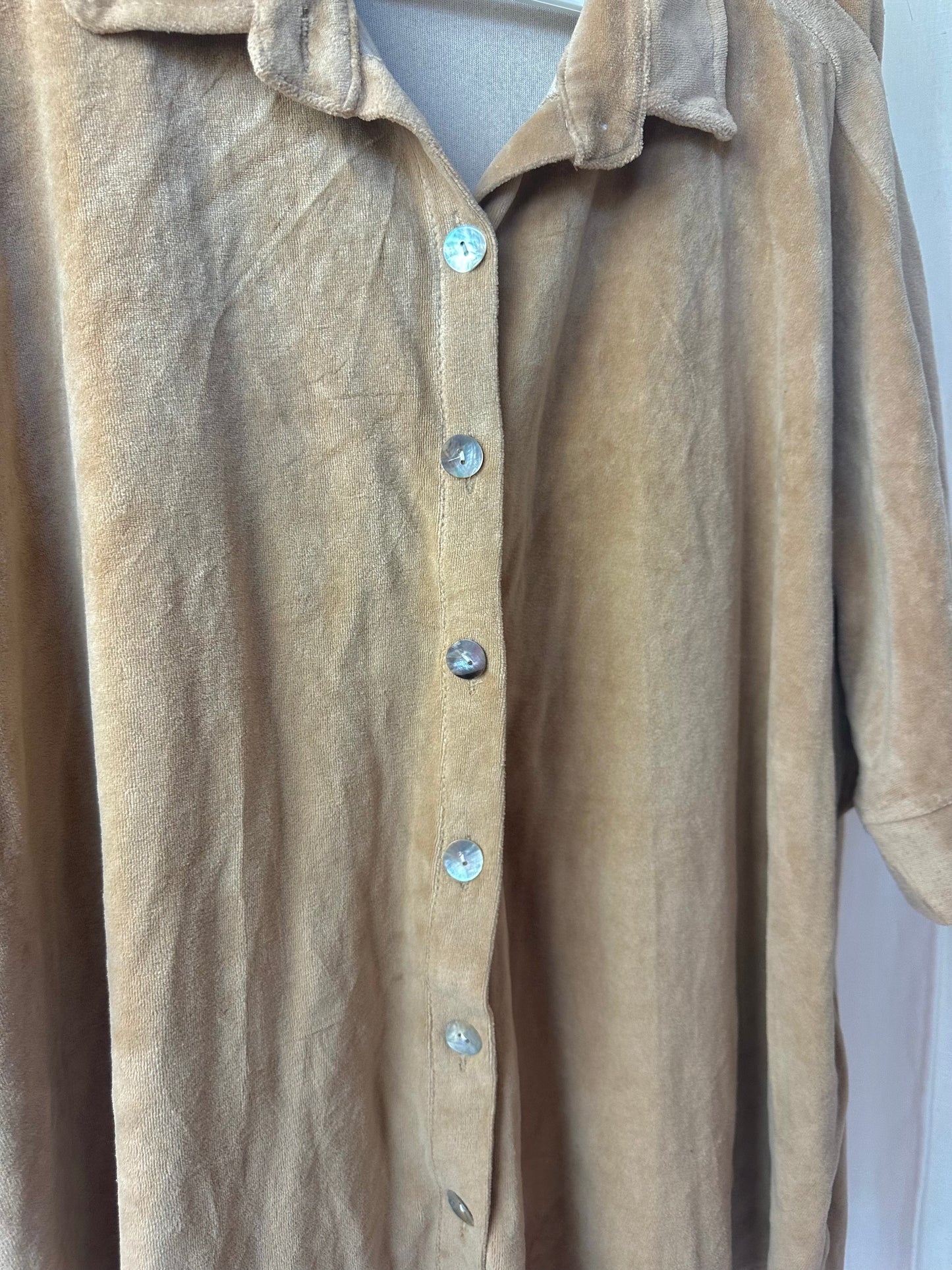 Joggingsset (Broek+Blouse) fluweellook camel onesize