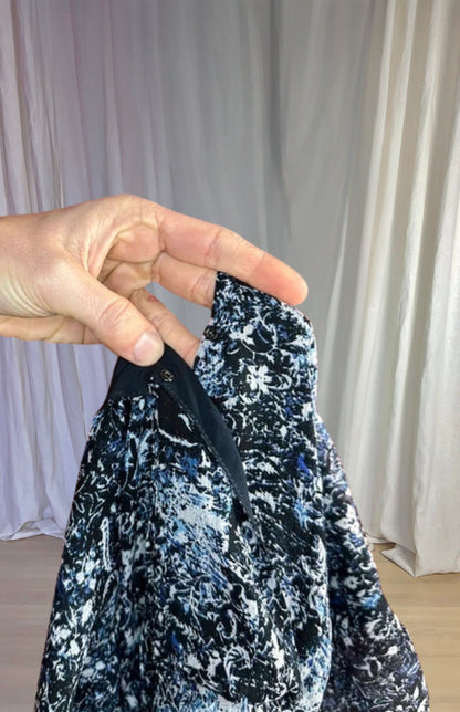Jurk Berenice print zwart lichtblauw maat L