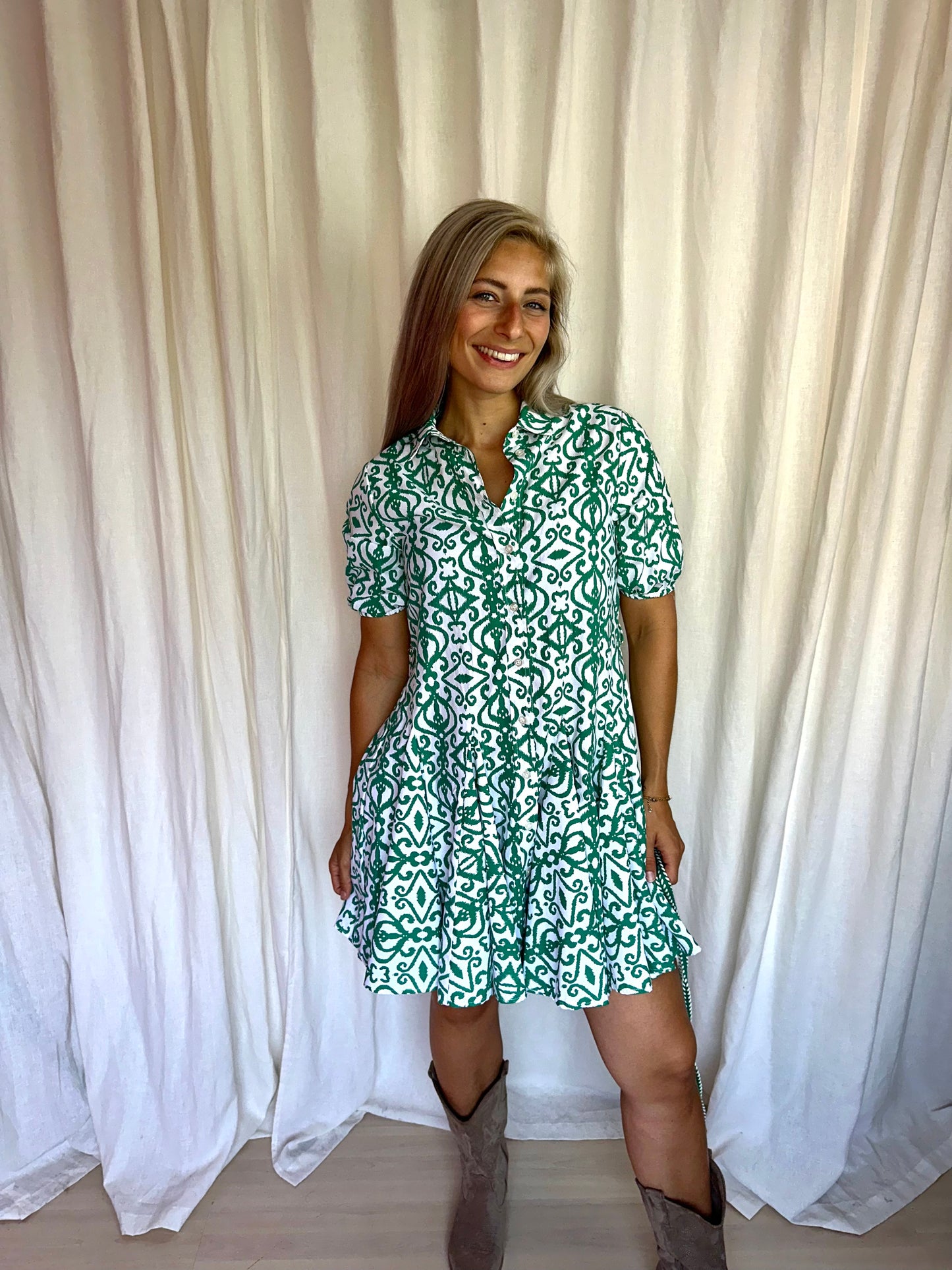 Jurk Defacto Woman print groen,wit maat 36