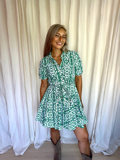 Jurk Defacto Woman print groen,wit maat 36