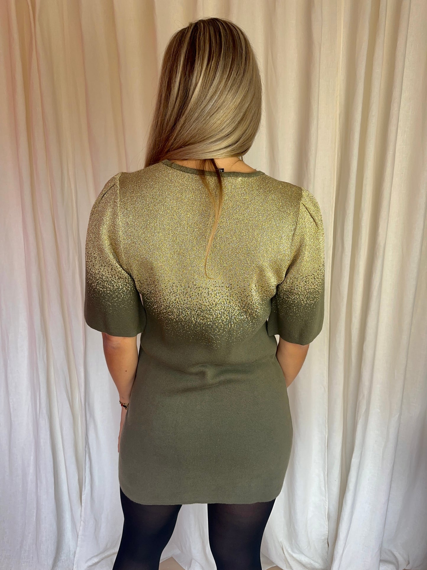 Jurk Elisabetta Franchi legergroen,goud maat 36