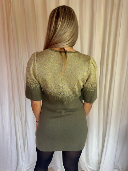 Jurk Elisabetta Franchi legergroen,goud maat 36