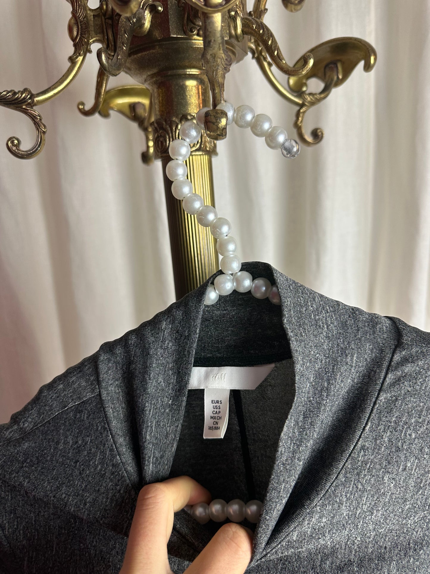 Jurk H&M lang gedrapeerd split donkergrijs maat S