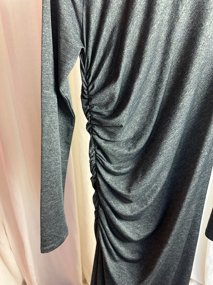 Jurk H&M lang gedrapeerd split donkergrijs maat S
