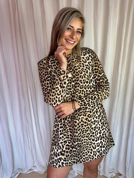 Jurk H&M tuniek panterprint bruin maat S