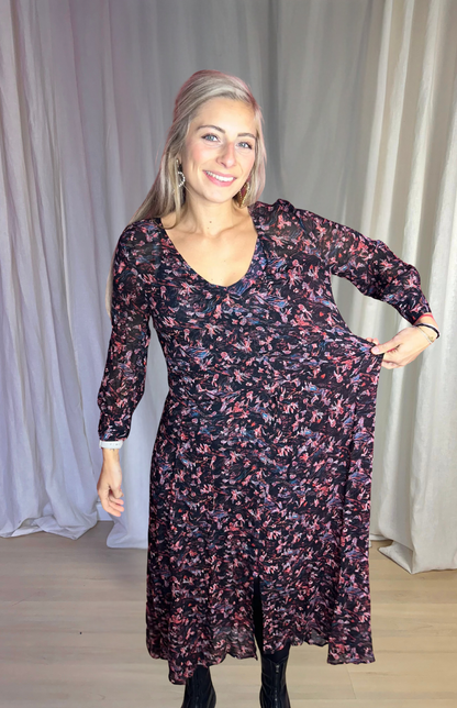 Jurk IRO maxi print zwart,meerkleurig maat M