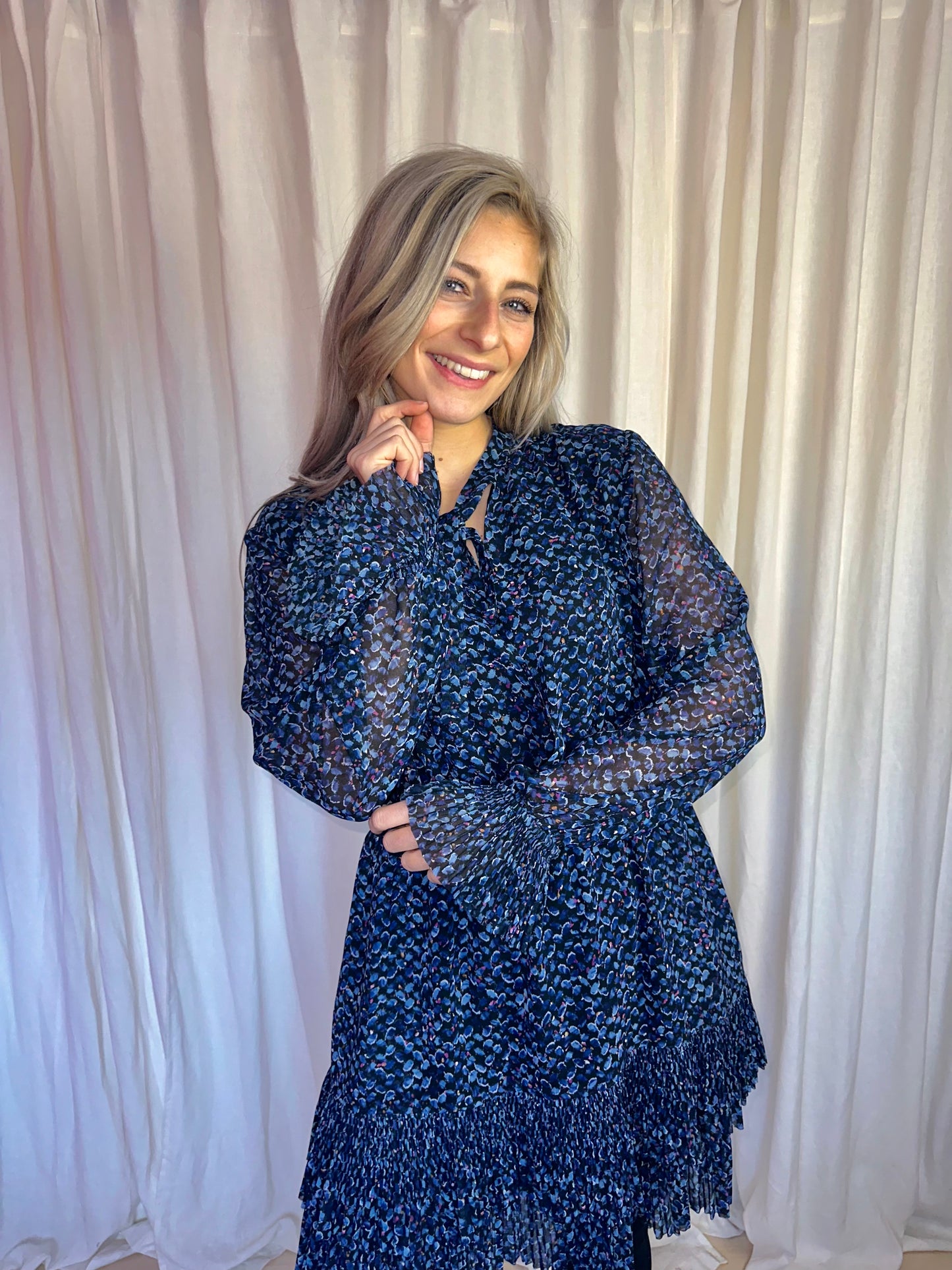 Jurk Lala Berlin print blauw - Maat 42