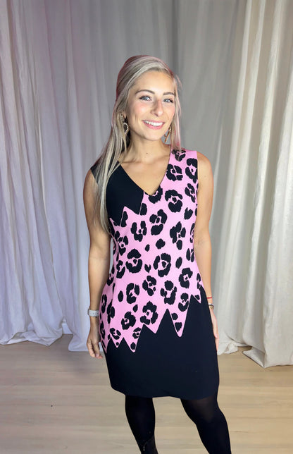 Jurk Moschino panterprint zwart/roze maat M