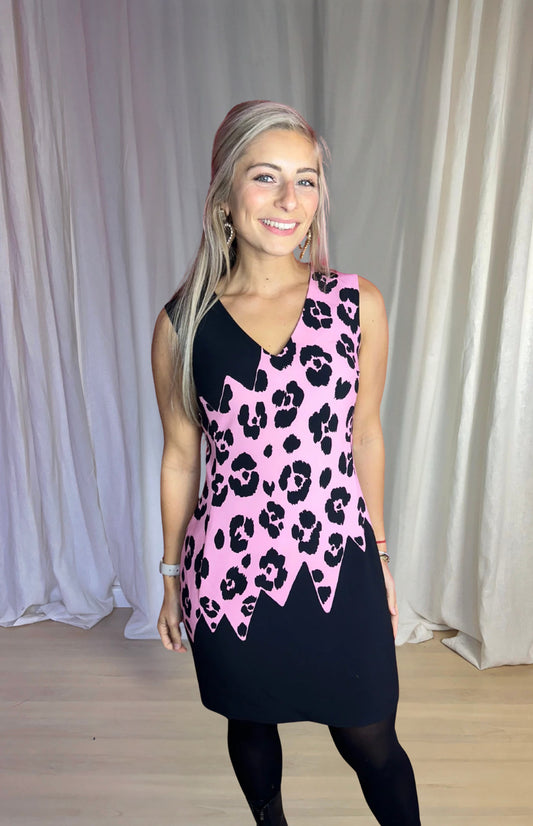 Jurk Moschino panterprint zwart/roze maat M