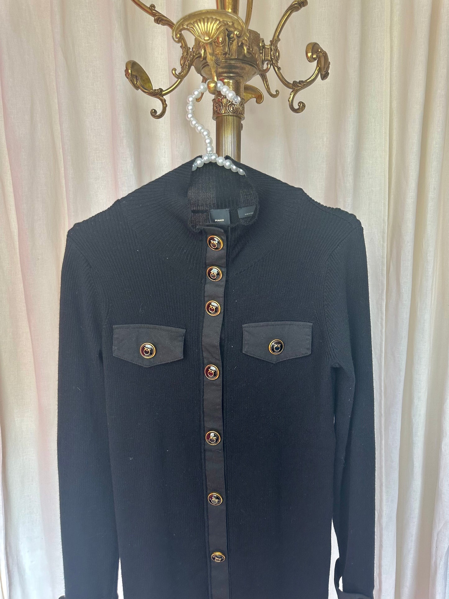 Jurk PINKO rib zwart,goud maat M