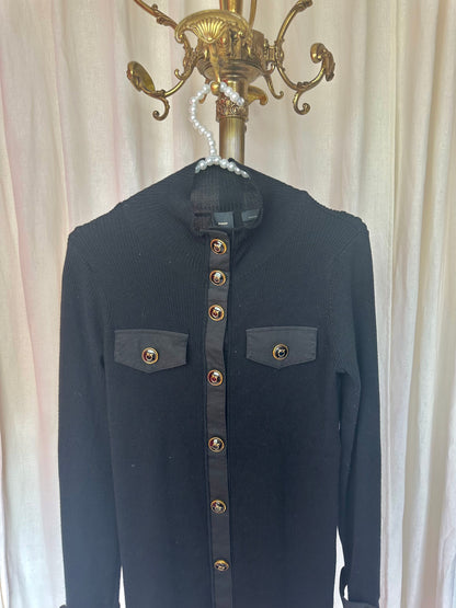 Jurk PINKO rib zwart,goud maat M