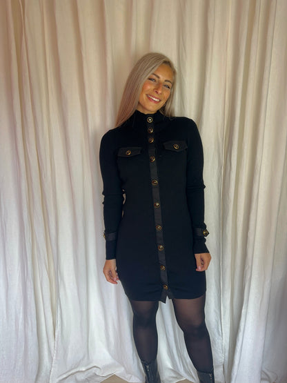 Jurk PINKO rib zwart,goud maat M