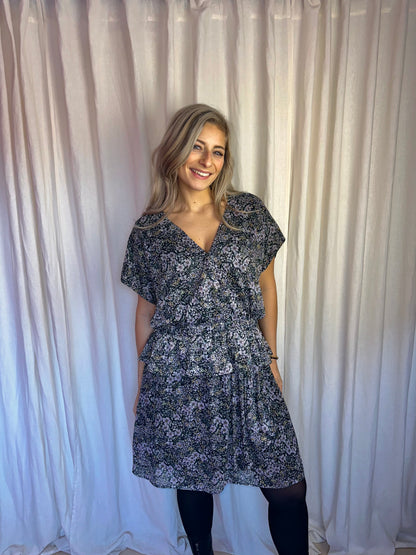 Jurk SET bloemenprint lila - Maat 42