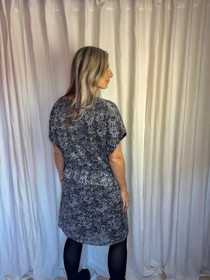 Jurk SET bloemenprint lila - Maat 42