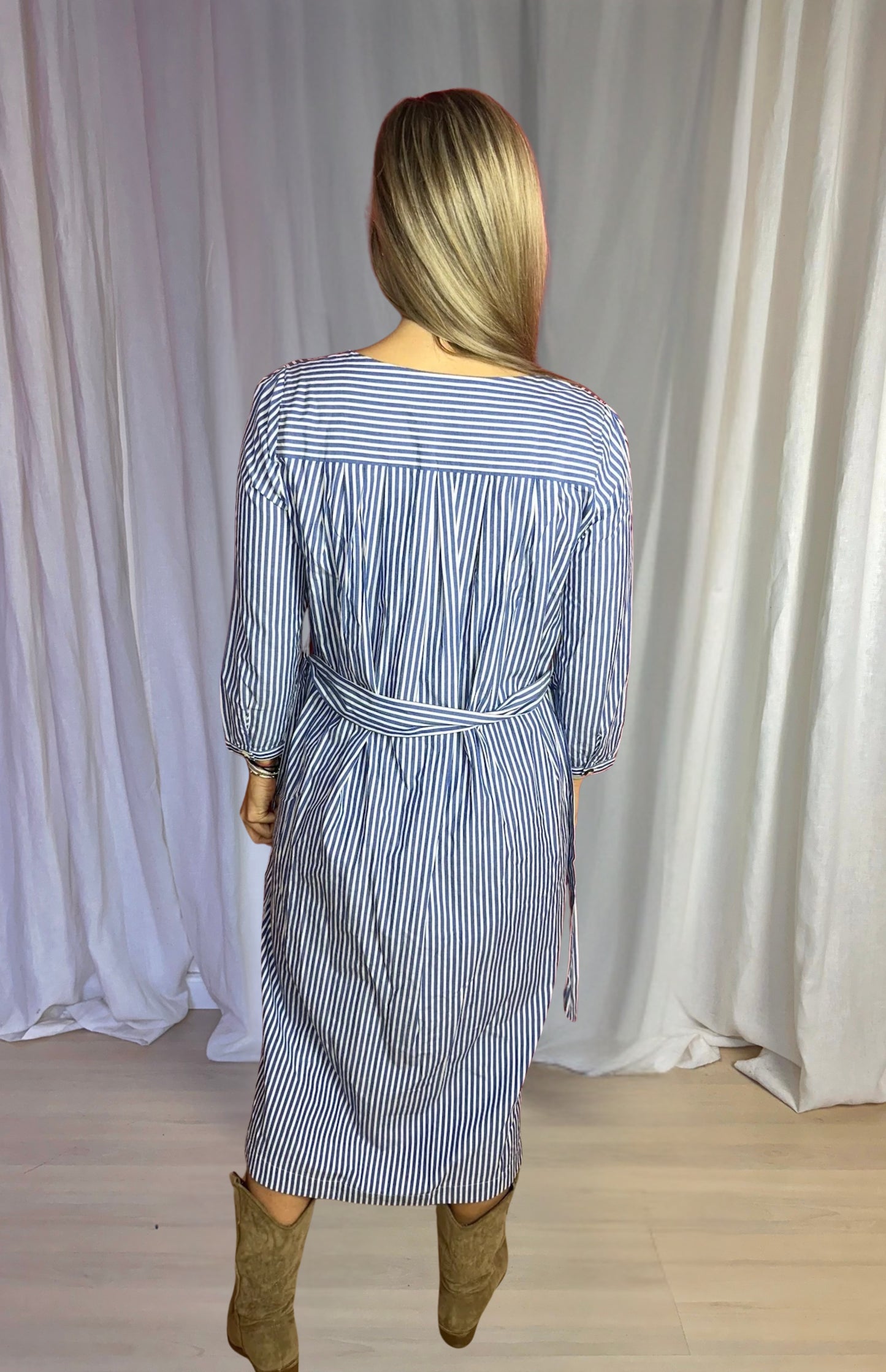 Jurk SET streep blauw, wit - Maat 38