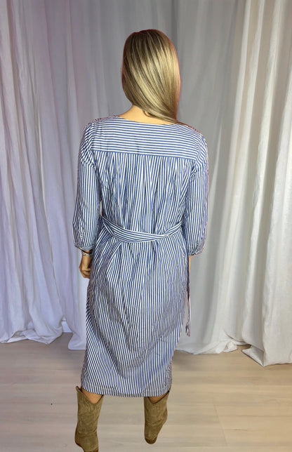 Jurk SET streep blauw, wit - Maat 38