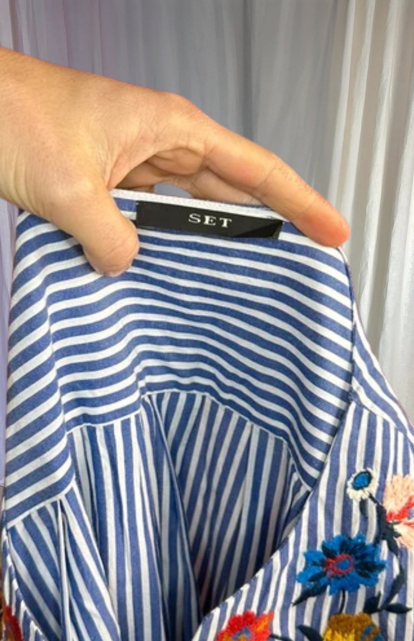 Jurk SET streep blauw, wit - Maat 38
