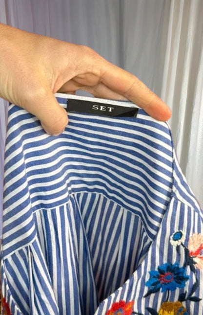Jurk SET streep blauw, wit - Maat 38
