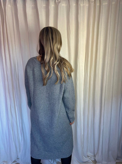 Jurk SET gebreid grijs - Maat 40