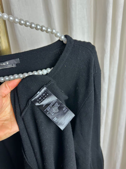 Jurk SET gebreid trompetmouwen zwart - Maat 40