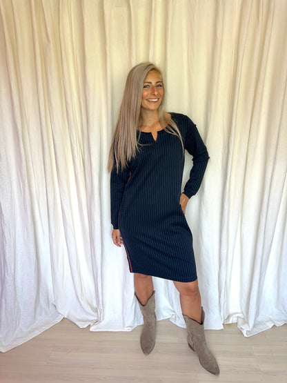 Jurk Sandwich streep donkerblauw maat L