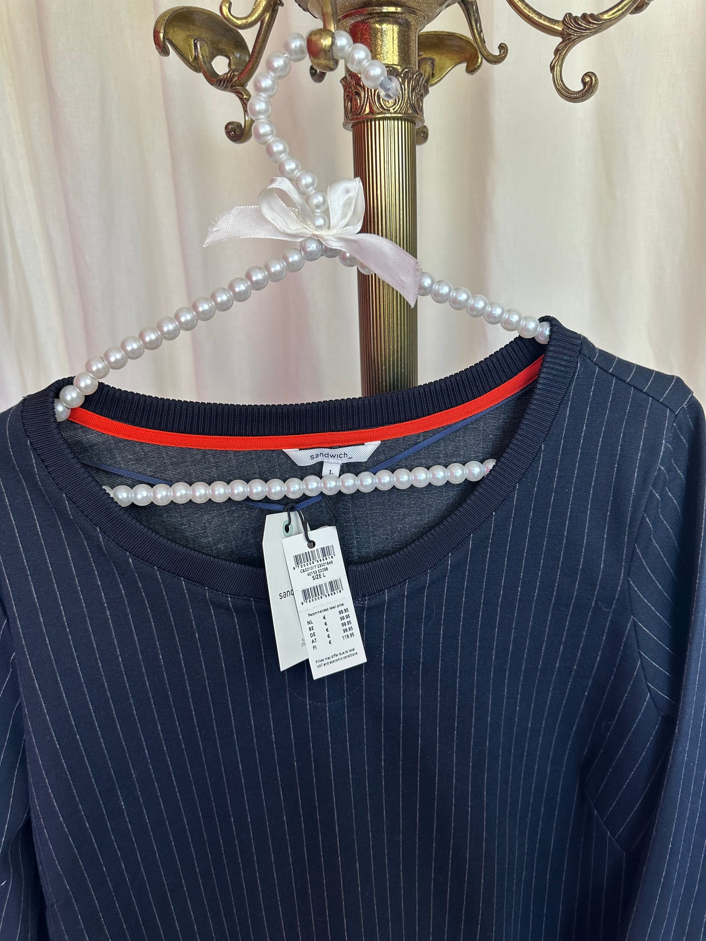 Jurk Sandwich streep donkerblauw maat L