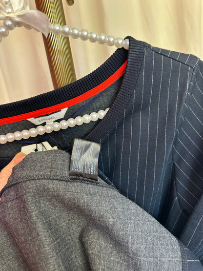 Jurk Sandwich streep donkerblauw maat L